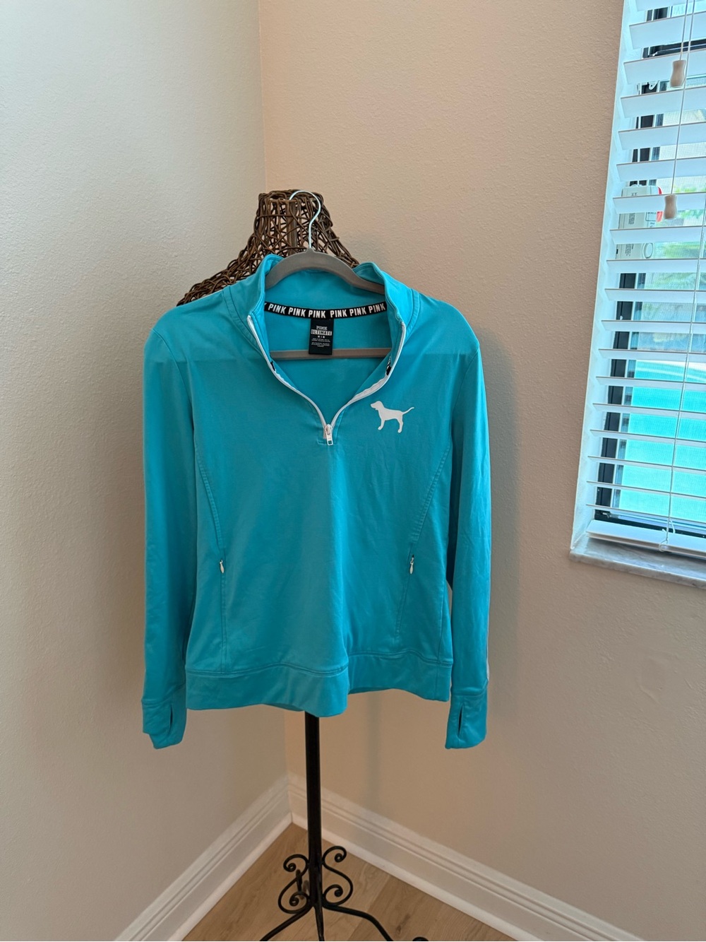 Victoria's Secret PINK Teal Quarter-Zip Hoodie